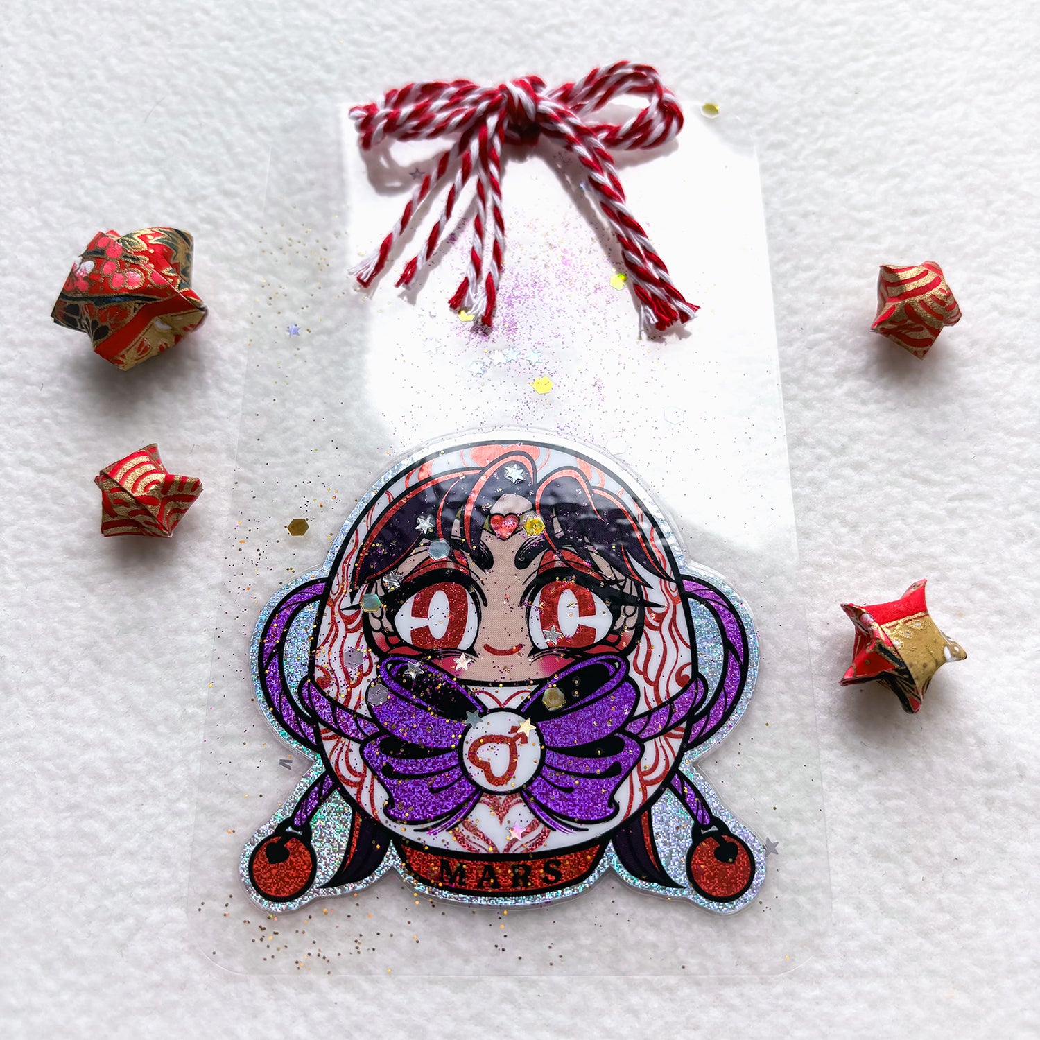 SAILOR MARS DARUMA CLEAR HANDMADE BOOKMARK