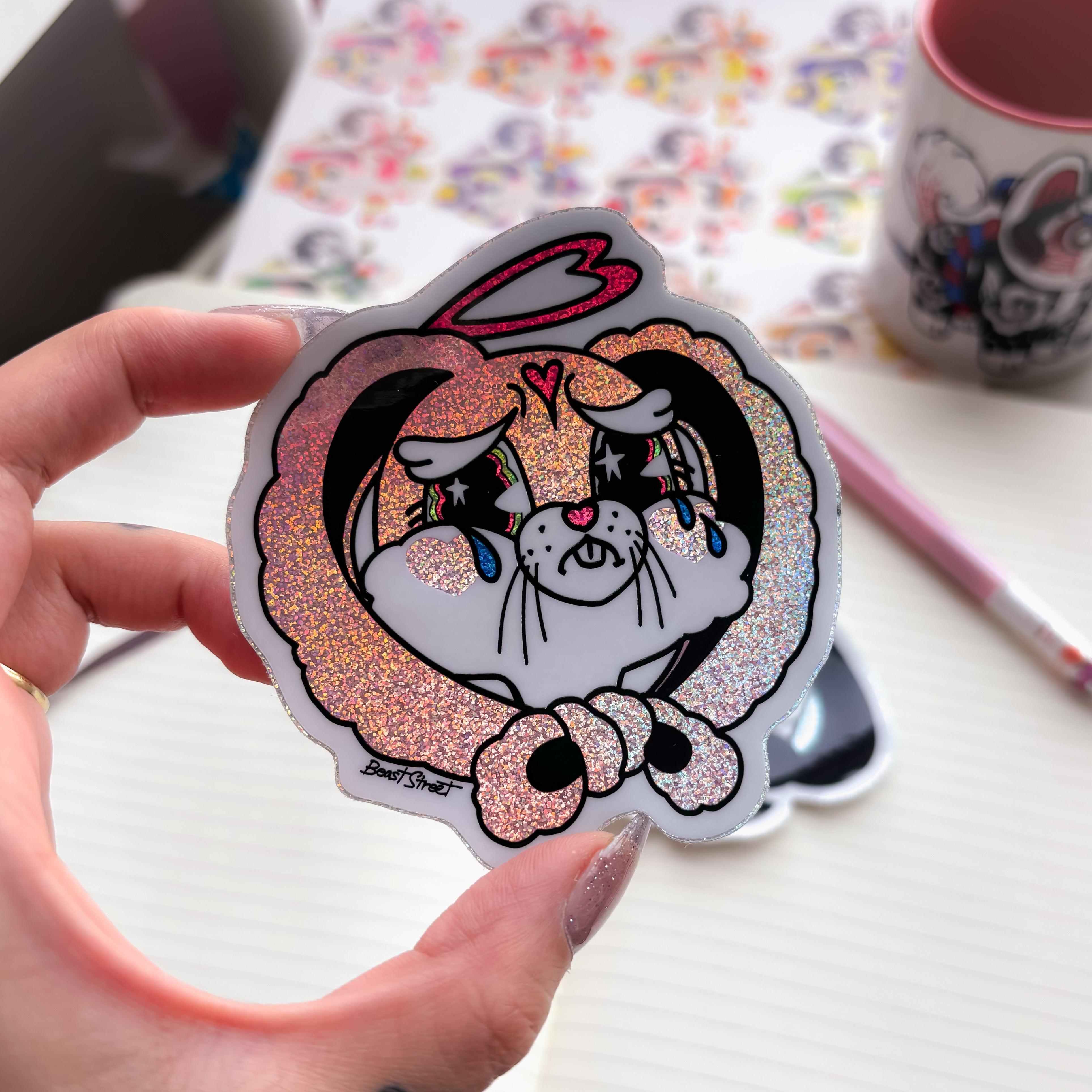 HEART SPADES BUNNY STICKER SET