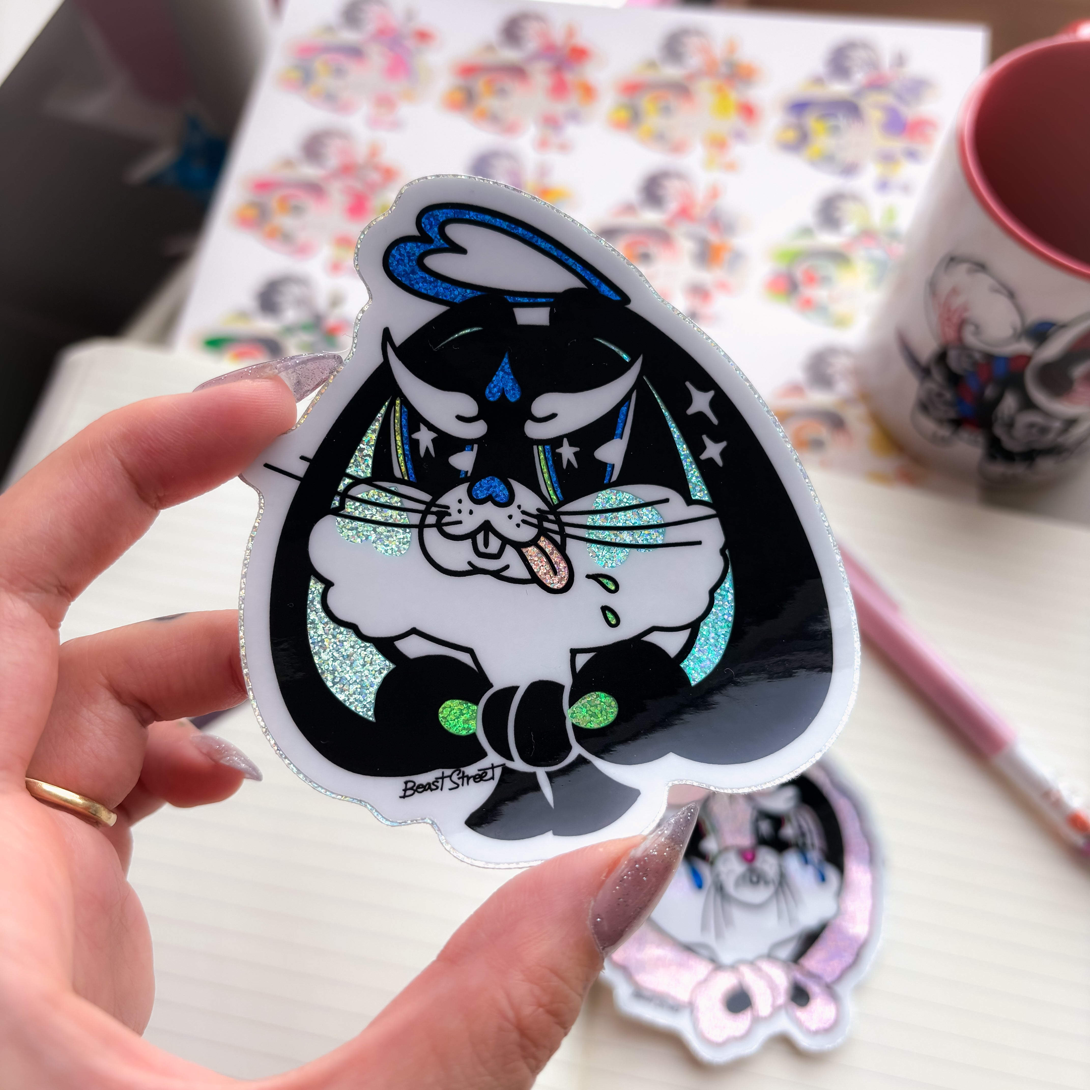 HEART SPADES BUNNY STICKER SET