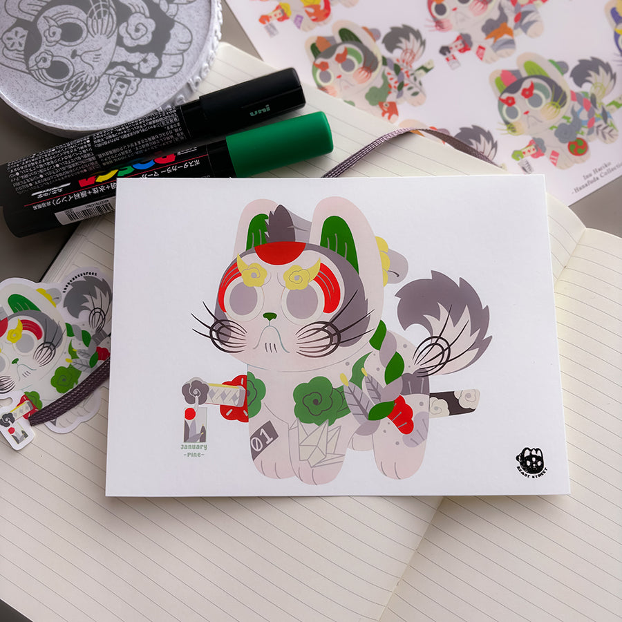 JANUARY HANAFUDA INU HARIKO MINI PRINT
