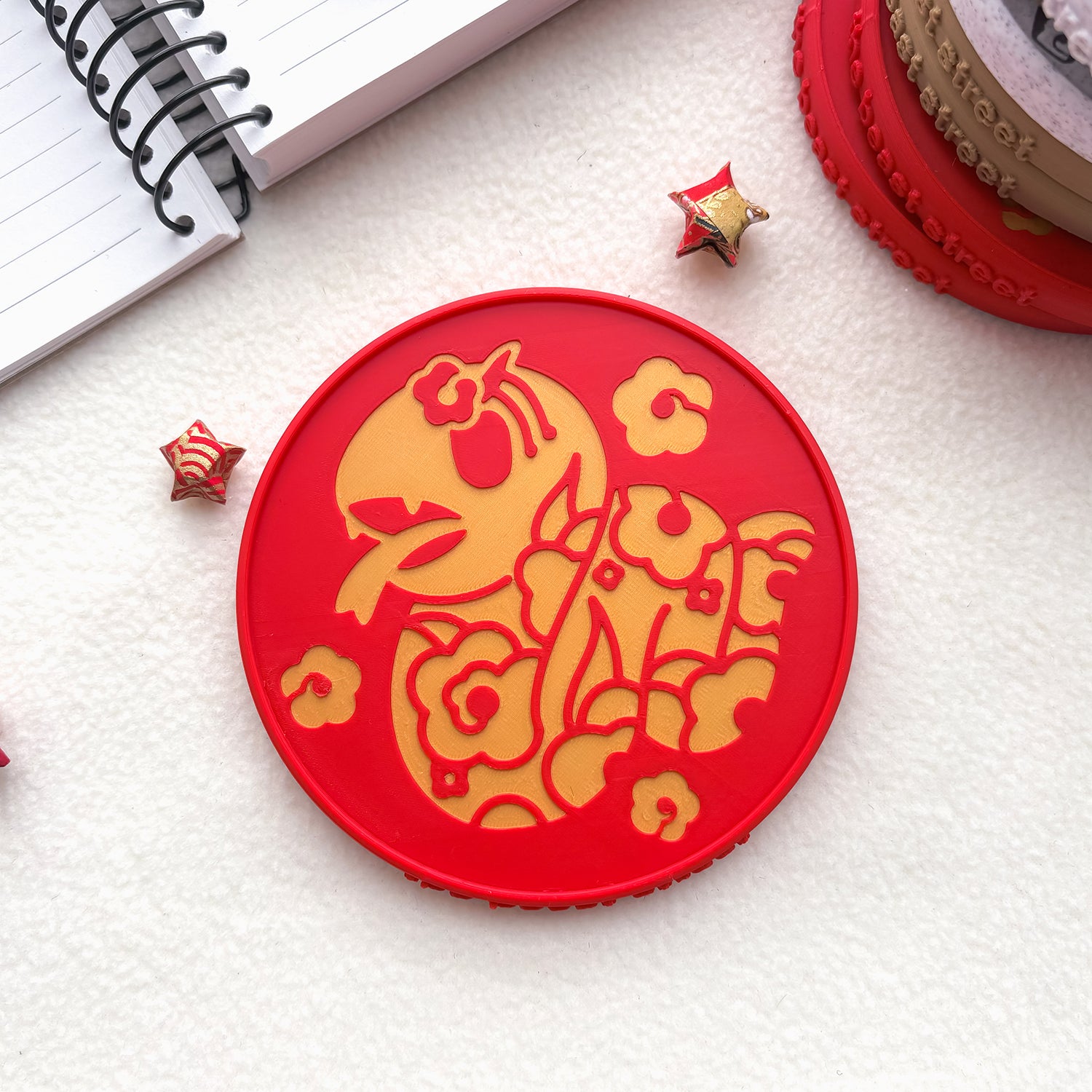YEAR OF THE SNAKE RED & GOLD COASTER