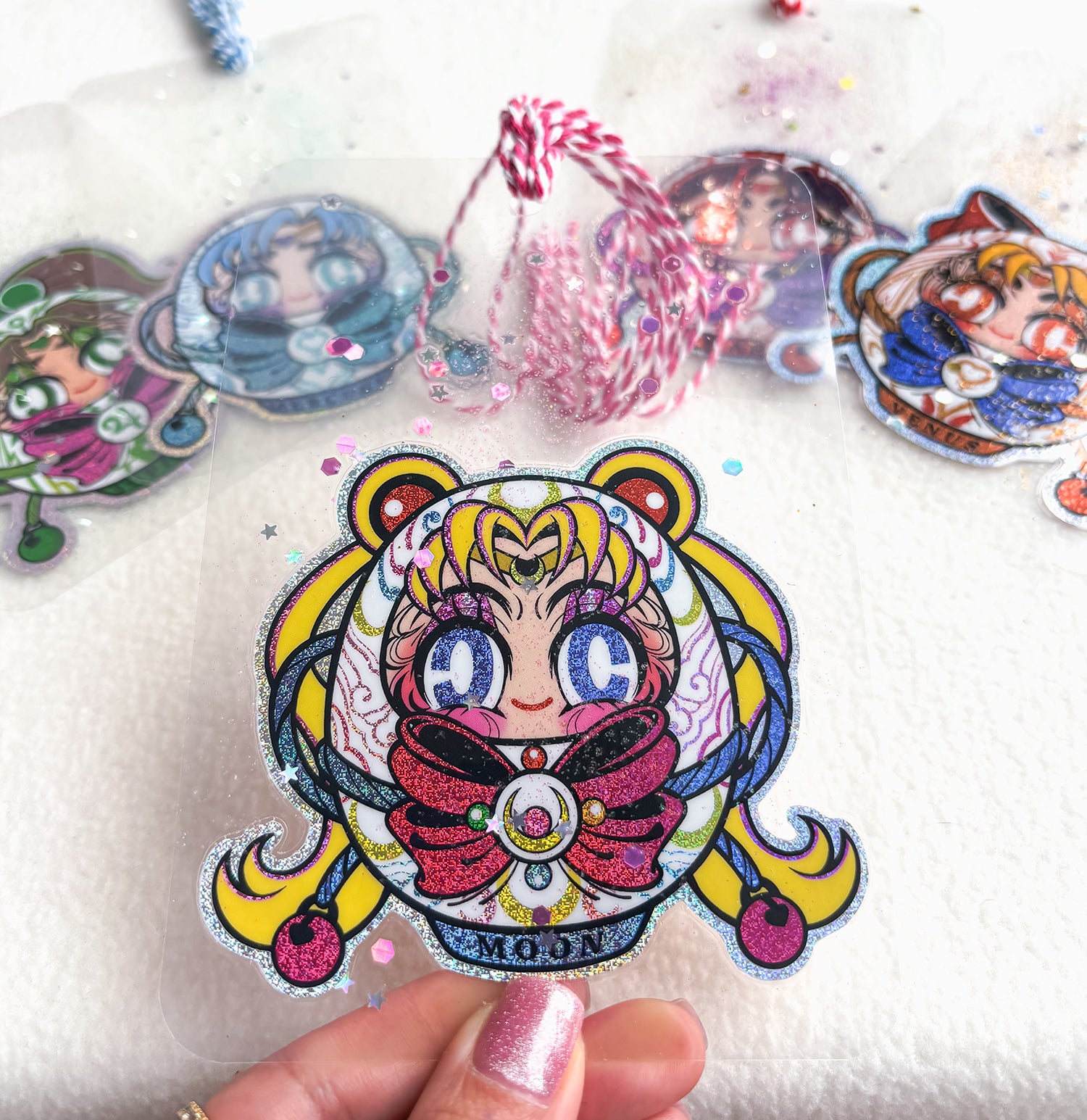 SAILOR MOON DARUMA CLEAR HANDMADE BOOKMARK