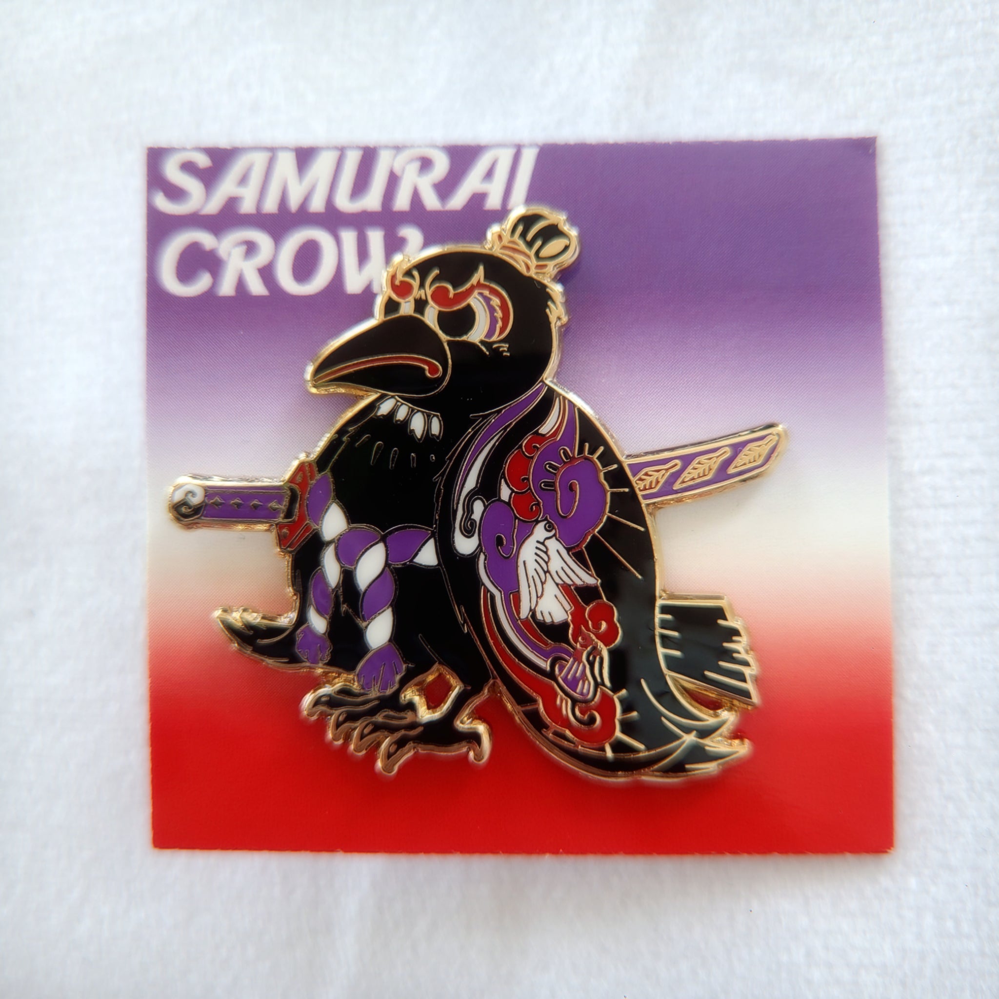 SAMURAI CROW ENAMEL PIN