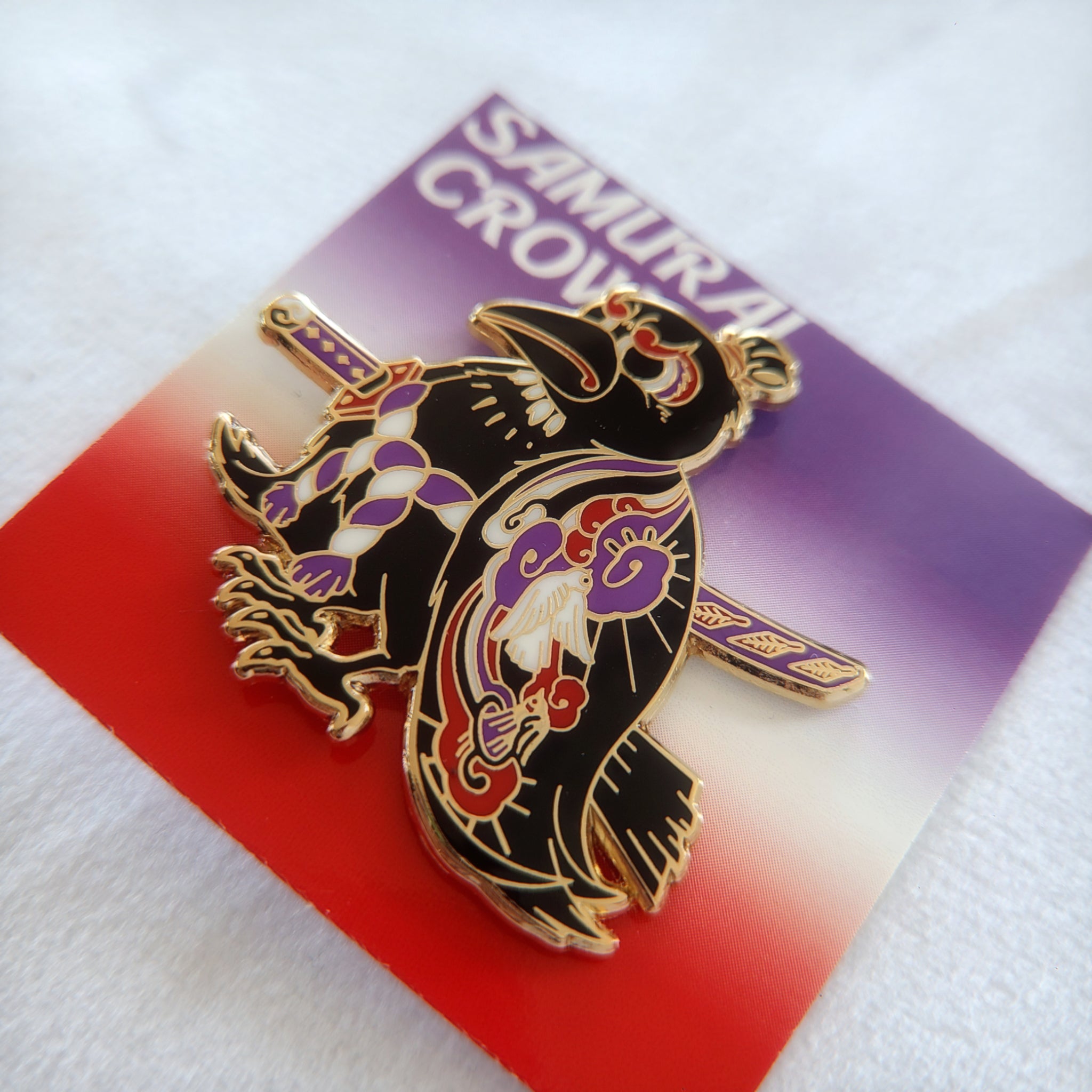 SAMURAI CROW ENAMEL PIN